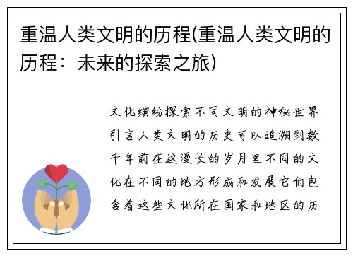 重温人类文明的历程(重温人类文明的历程：未来的探索之旅)